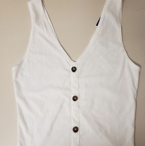 womens white button up rib knit top!